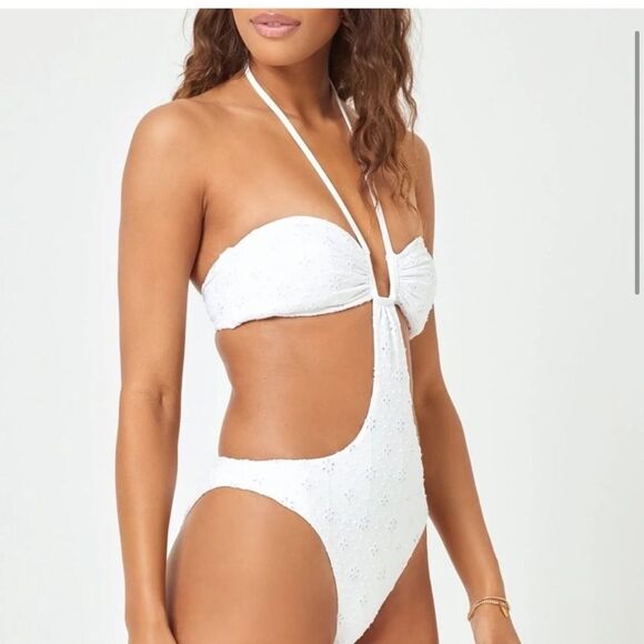 l*space Marina bitsy one piece swimsuit womens size xl in white‎ NWT - Picture 2 of 15